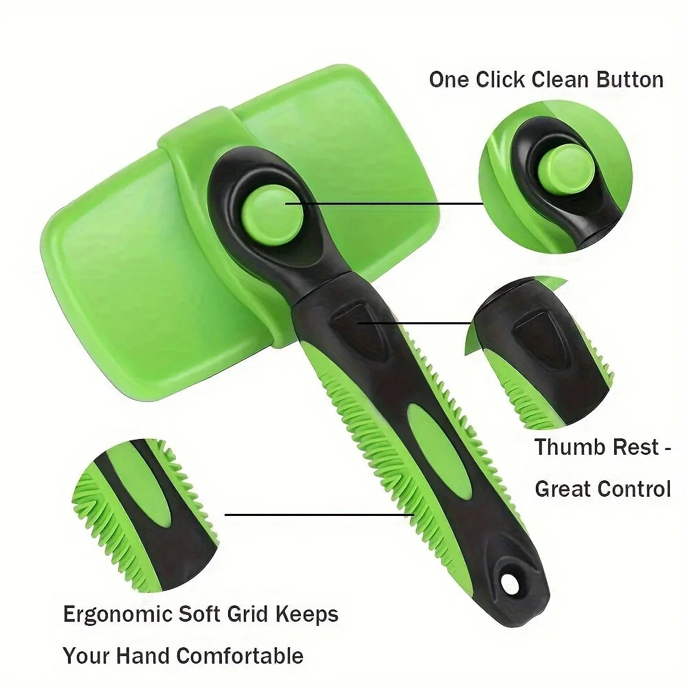Self-Cleaning Shedding Comb — Push-Button Deshedding Tool for Dogs
