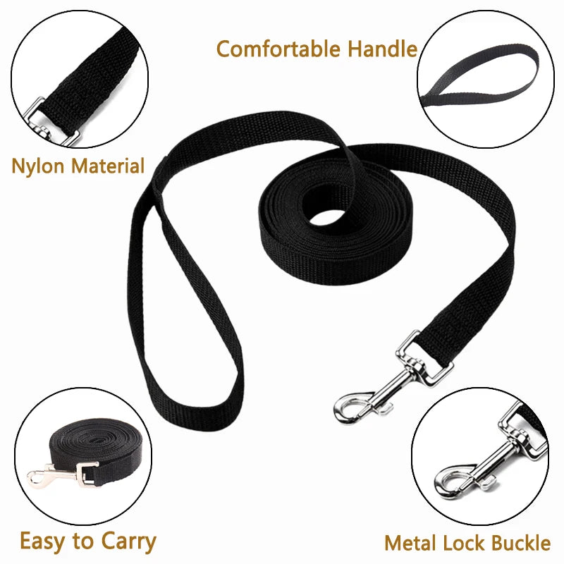 Heavy-Duty Nylon Dog Leash — Long-Line Training Rope, 1.5m to 50m