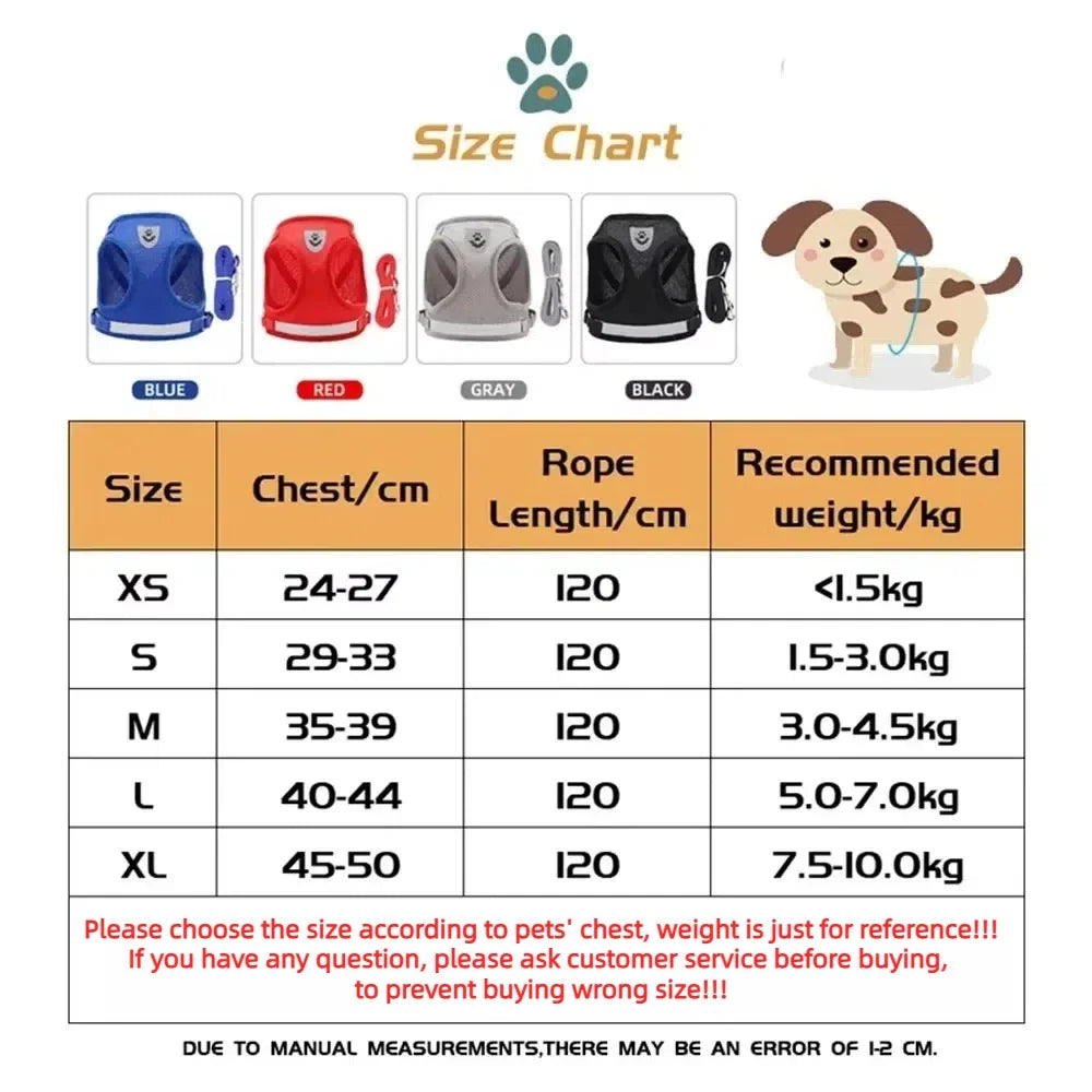 Reflective Escape-Proof Harness & Leash Set — Adjustable Mesh Vest for Cats & Dogs
