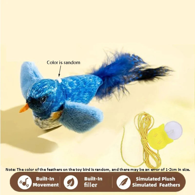 Bird Sound Cat Toy — Elastic Rope Teaser for Scratching & Biting Relief