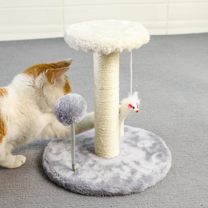 Cat Tree Tower with Scratching Post — Interactive Ball & Plush Mouse Toy