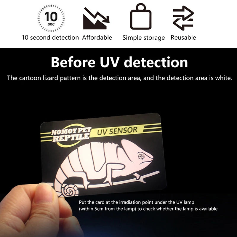 Reptile UV Test Card — UVB Bulb Tester for Terrariums & Basking Lamps