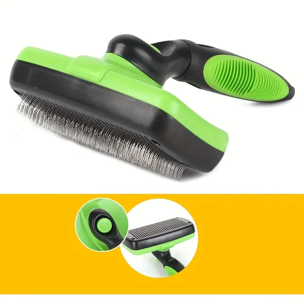 Self-Cleaning Shedding Comb — Push-Button Deshedding Tool for Dogs