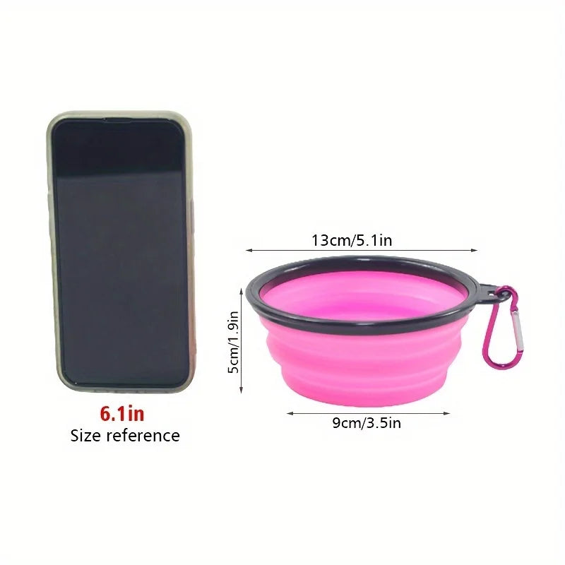 Folding Dog Travel Bowl — Portable Silicone Food & Water Bowl for Walks