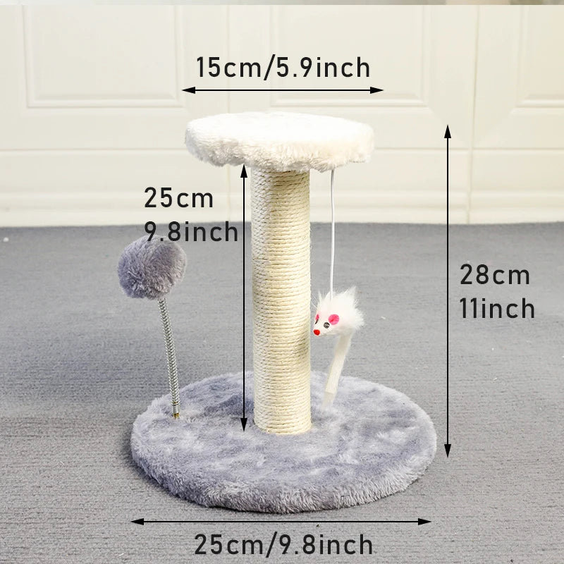 Cat Tree Tower with Scratching Post — Interactive Ball & Plush Mouse Toy