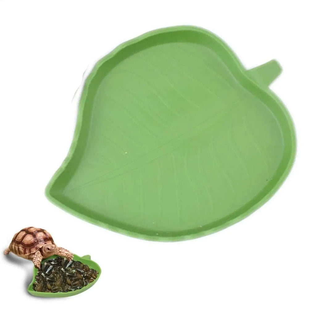 Leaf-Shaped Reptile Feeder Bowl — Food & Water Dish for Turtles & Small Pets