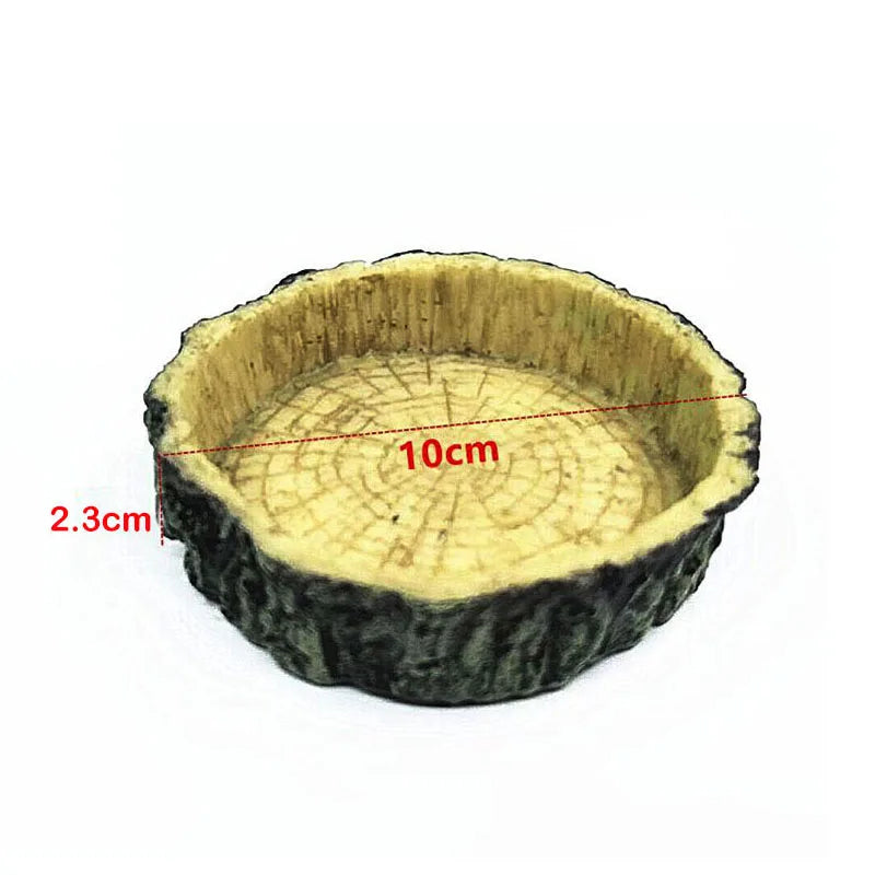 Resin Reptile Feeder Dish — Rock-Style Food & Water Bowl for Turtles & Tortoises