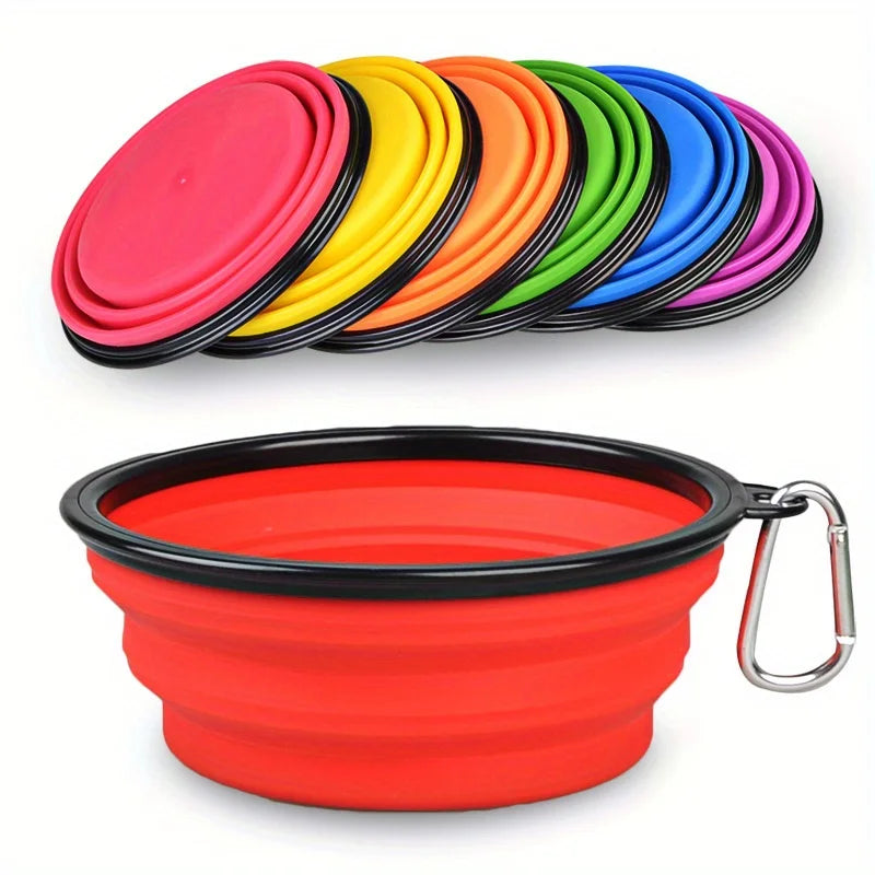 Folding Dog Travel Bowl — Portable Silicone Food & Water Bowl for Walks
