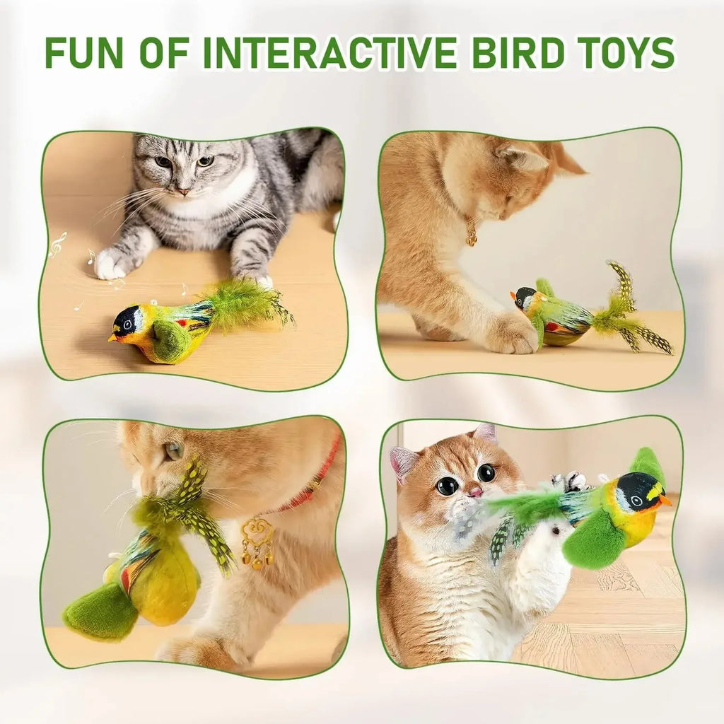Bird Sound Cat Toy — Elastic Rope Teaser for Scratching & Biting Relief