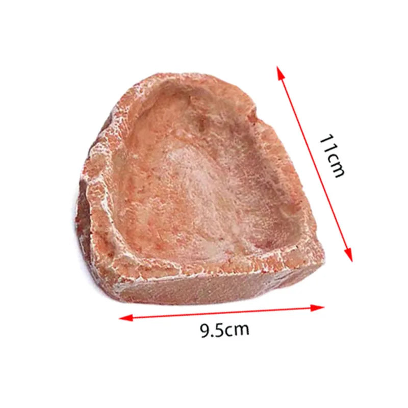 Resin Reptile Feeder Dish — Rock-Style Food & Water Bowl for Turtles & Tortoises