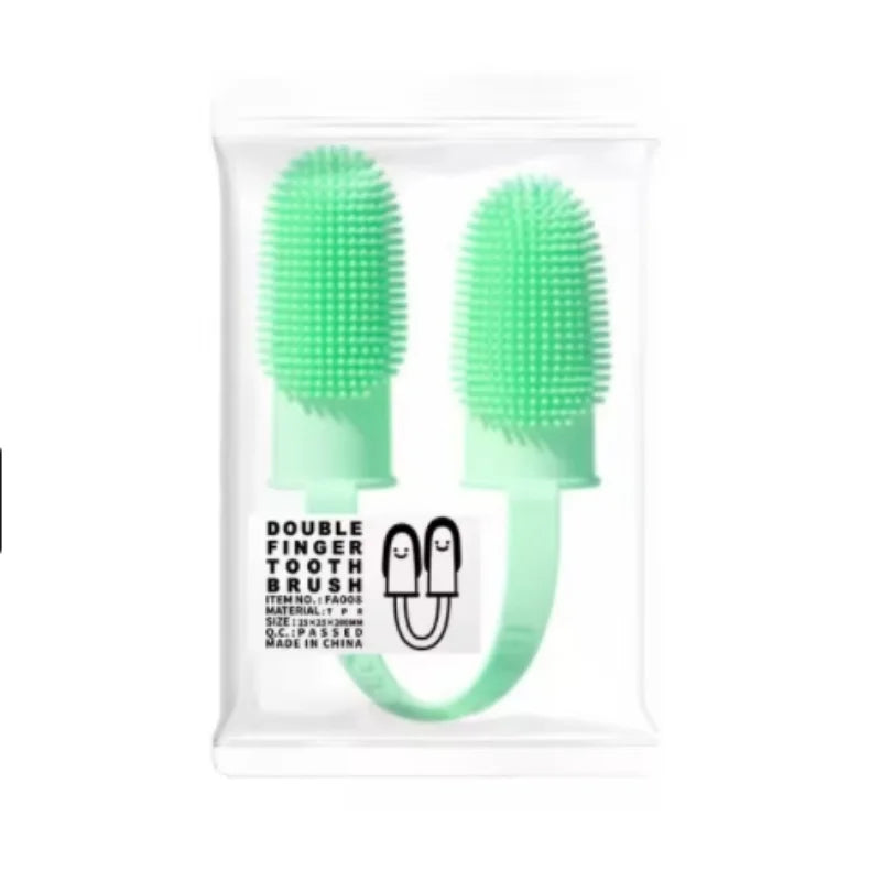 Two-Finger Pet Toothbrush — Silicone Dental Cleaning Tool for Dogs & Cats