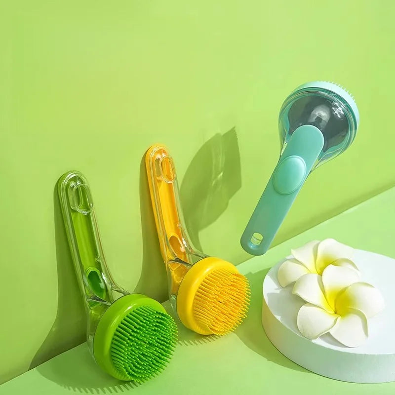 2-in-1 Massage & Bath Brush — Exfoliating Scrubber for Dogs & Cats