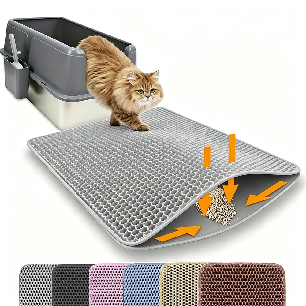 Double-Layer Cat Litter Mat — Non-Slip Waterproof Tracking Control