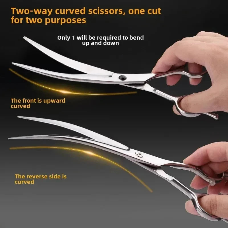 Professional Pet Grooming Scissors Set — Bent Trimming Shears for Dogs