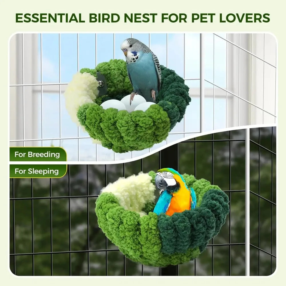 Plush Hanging Bird Nest — Soft Cotton Breeding Bed for Parakeets & Small Birds, S/L
