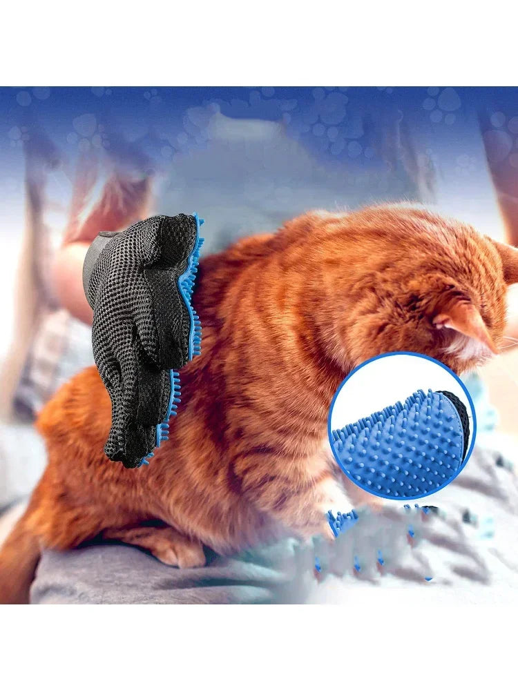 Left & Right Grooming Glove Pair — Deshedding Bath Gloves for Dogs, Cats & Rabbits