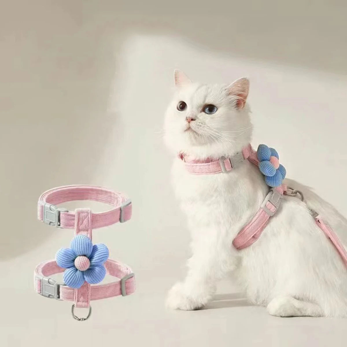 Cat & Dog Harness and Leash Set — Adjustable Breathable Walking Harness