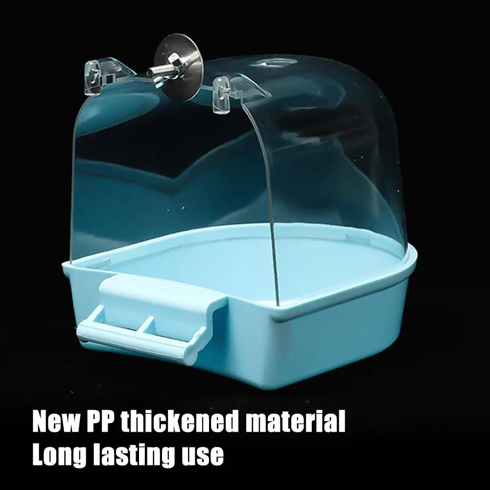 Clear Hanging Bird Bath — Cage Shower Box for Parakeets, Budgies & Canaries