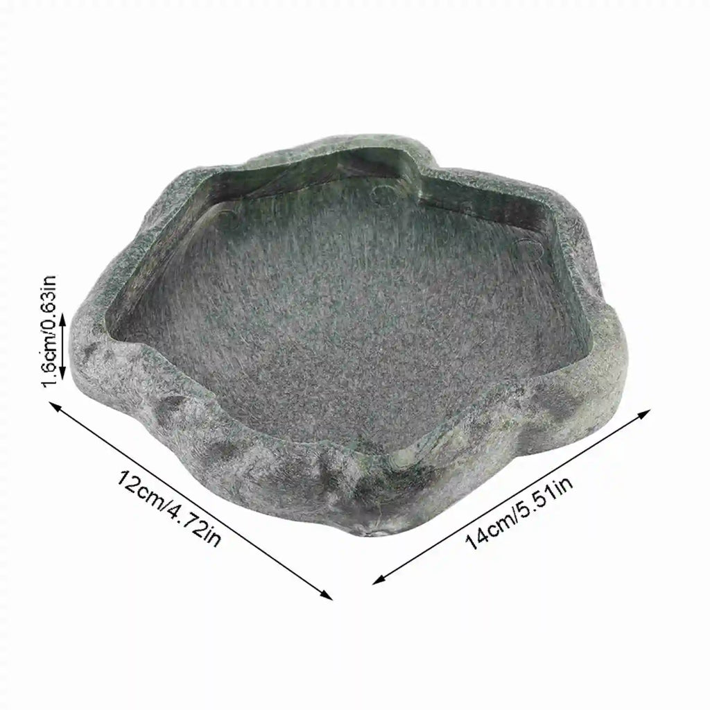 Reptile Rock Feeder Bowl — ABS Resin Food & Water Dish for Tortoises & Lizards