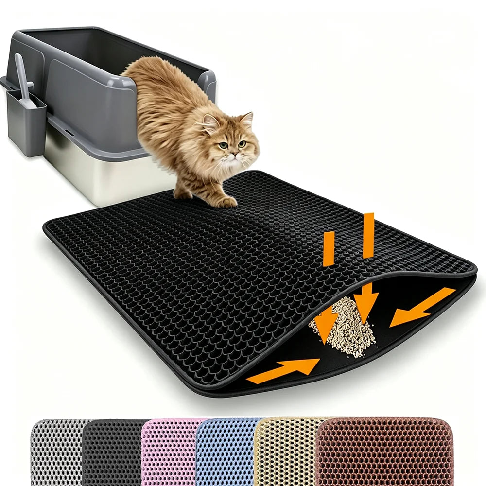Double-Layer Cat Litter Mat — Non-Slip Waterproof Tracking Control