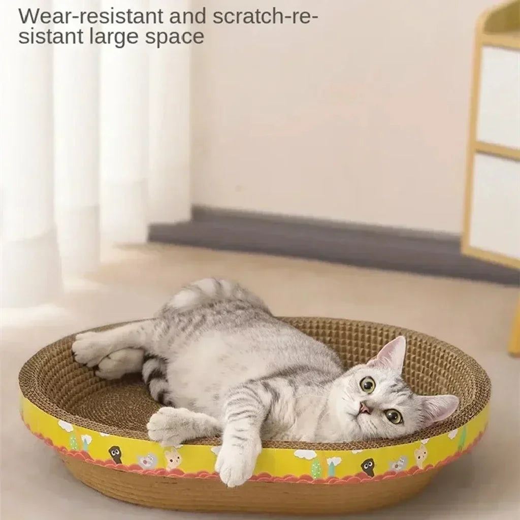 Corrugated Cardboard Cat Scratcher — Oval Scratching Pad in Fun Shapes