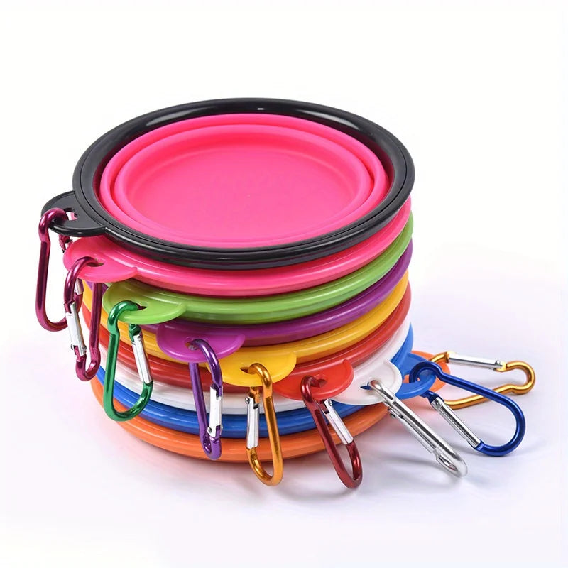 Folding Dog Travel Bowl — Portable Silicone Food & Water Bowl for Walks