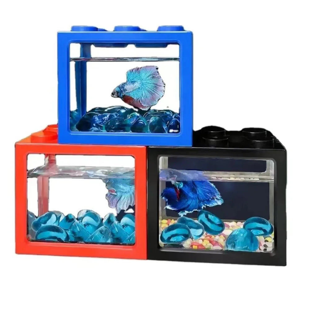 Mini Betta Fish Bowl — Stackable Cylinder Tank with 6-Hole Design