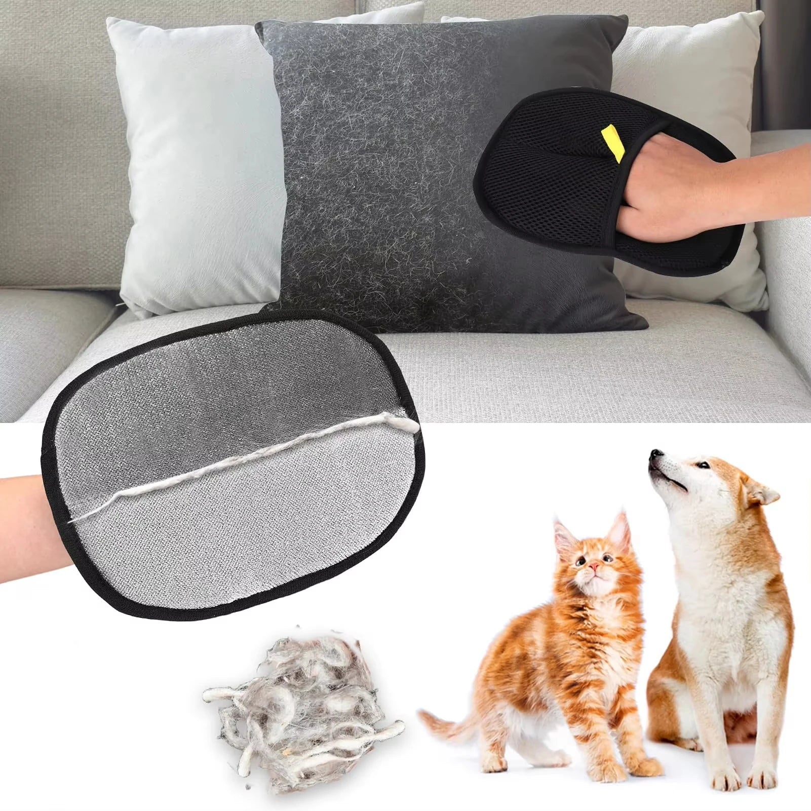 Reusable Static Hair Removal Gloves — Double-Sided Pet Hair Grabber