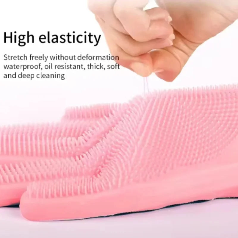Silicone Bathing Gloves — Multi-Functional Shampoo Scrubber for Dogs & Cats