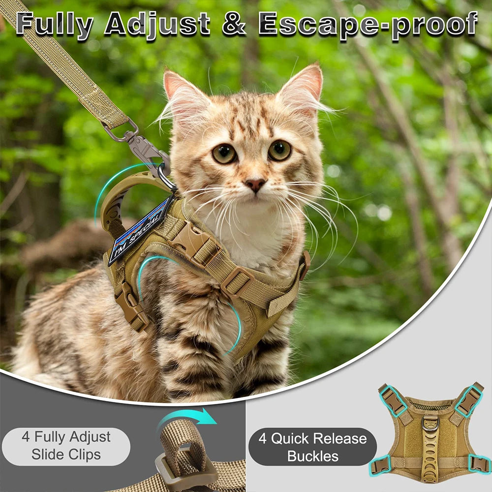 Tactical Cat & Dog Harness — Escape-Proof Vest with Control Handle