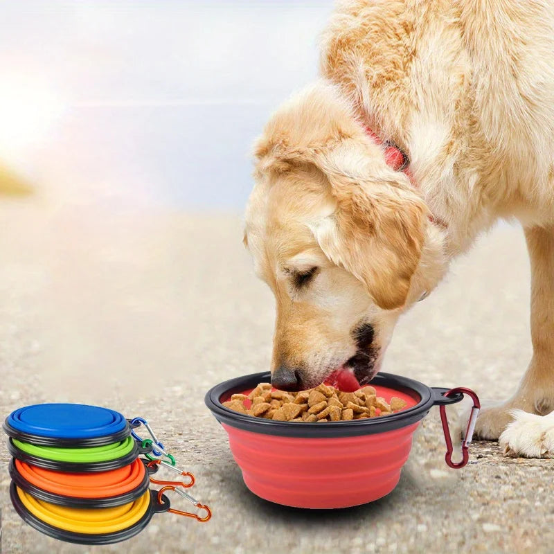 Folding Dog Travel Bowl — Portable Silicone Food & Water Bowl for Walks