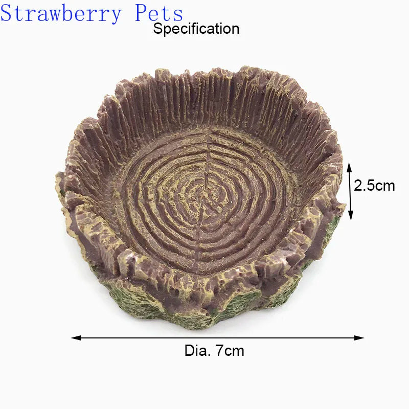 Resin Reptile Feeder Dish — Rock-Style Food & Water Bowl for Turtles & Tortoises