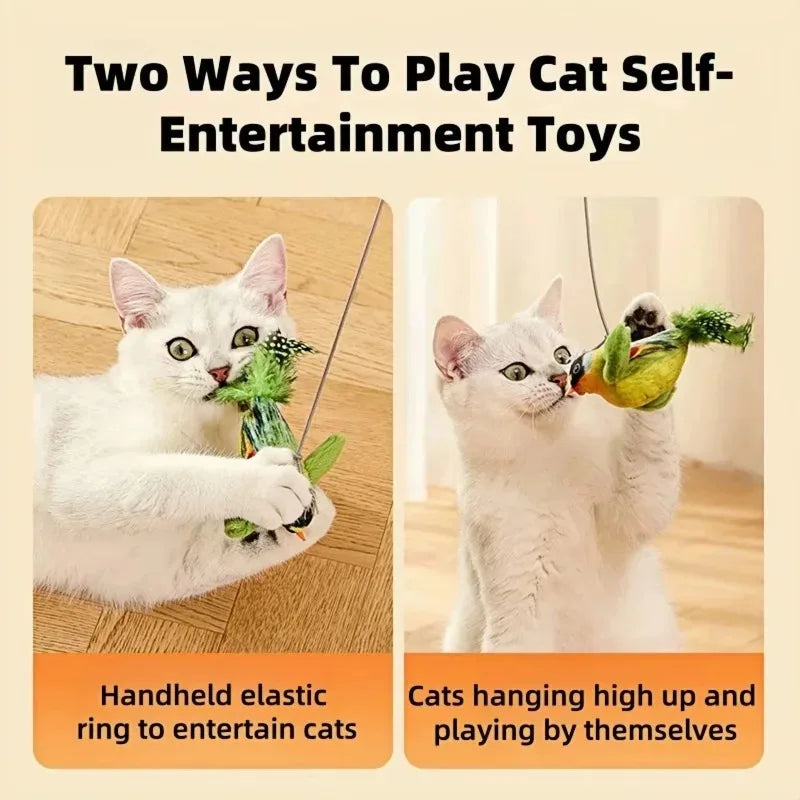 Bird Sound Cat Toy — Elastic Rope Teaser for Scratching & Biting Relief