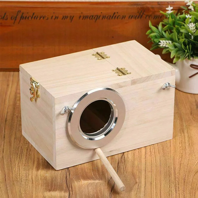 Wooden Bird Nesting Box — Breeding & Hatching House for Parakeets & Lovebirds