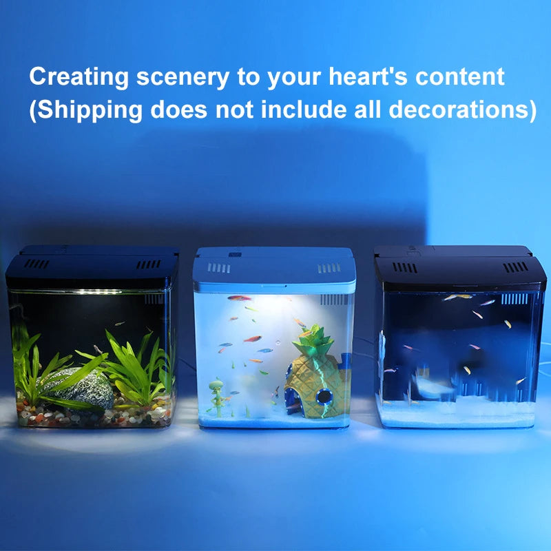 Self-Circulating Fish Tank — Tabletop Goldfish Tank with Built-In Filter