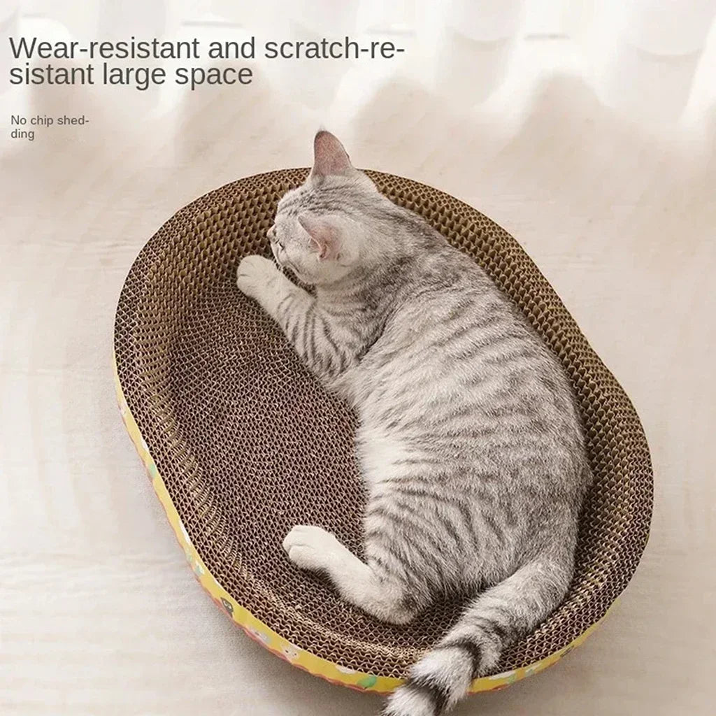 Corrugated Cardboard Cat Scratcher — Oval Scratching Pad in Fun Shapes