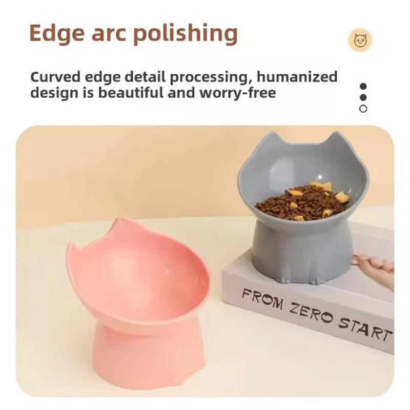 Anti-Tip Raised Cat Bowl — Ear-Protecting Design for Flat-Faced Cats