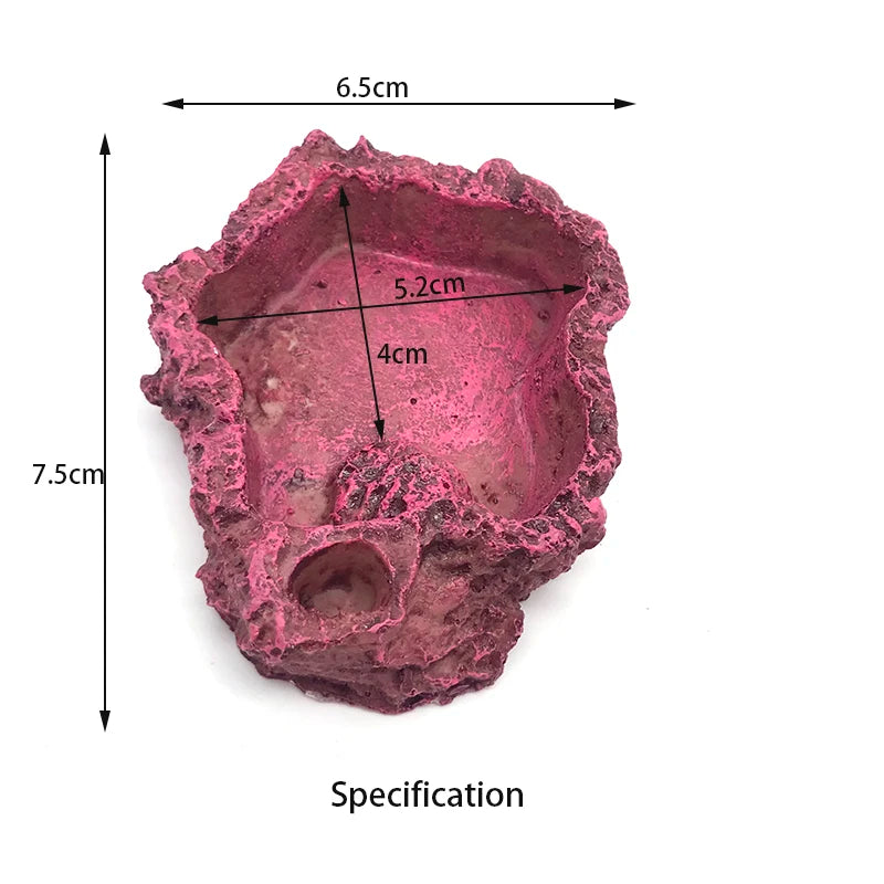 Resin Reptile Feeder Dish — Rock-Style Food & Water Bowl for Turtles & Tortoises