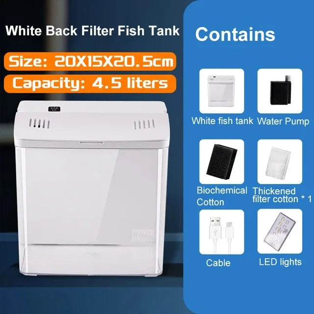 Self-Circulating Goldfish Tank — Tabletop Aquarium with Optional Heater