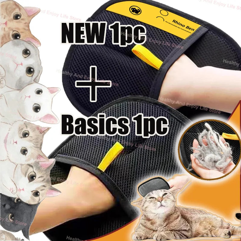 Double-Sided Pet Hair Cleaning Gloves — Deshedding Glove Set for Dogs & Cats