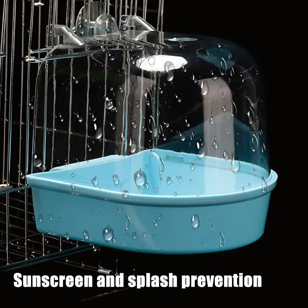 Clear Hanging Bird Bath — Cage Shower Box for Parakeets, Budgies & Canaries