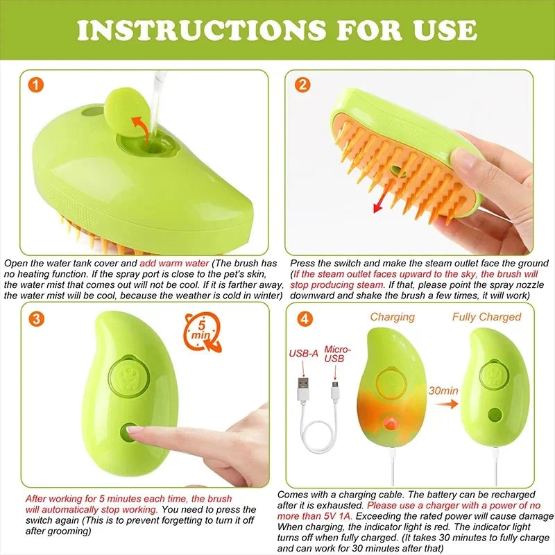 Electric Spray Grooming Brush — Water Mist Comb for Cats & Dogs