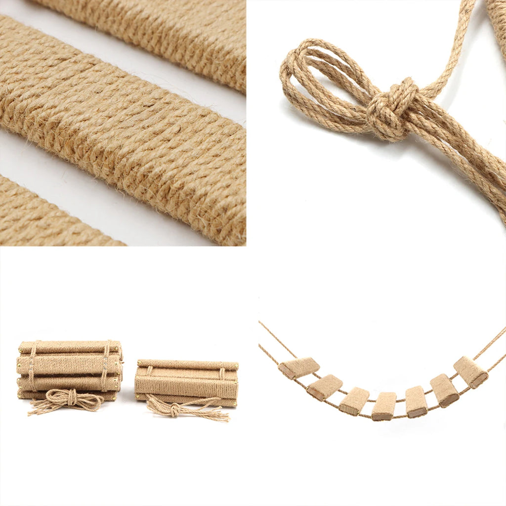 Sisal Rope Cat Climbing Bridge — Wooden Cat Tree Ladder for Cage or Room Use