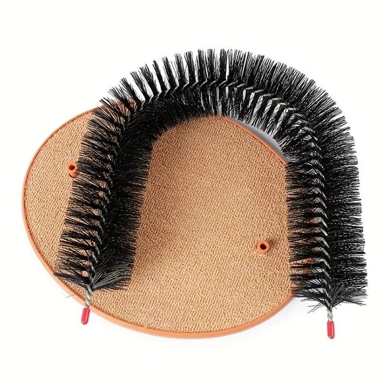 Arch Cat Scratcher & Self-Groomer — Wall-Mounted Massage Board with Brush